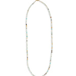 Mixed Shape Extra Long Beaded Necklace  | 6mm 14k Gold Plated, Amazonite, Moonstone
