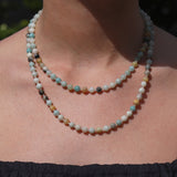 Lunita Luz-Multi Amazonite Extra Long Beaded Necklace | 6mm-Necklaces-Blue Ruby Jewellery-Vancouver Canada