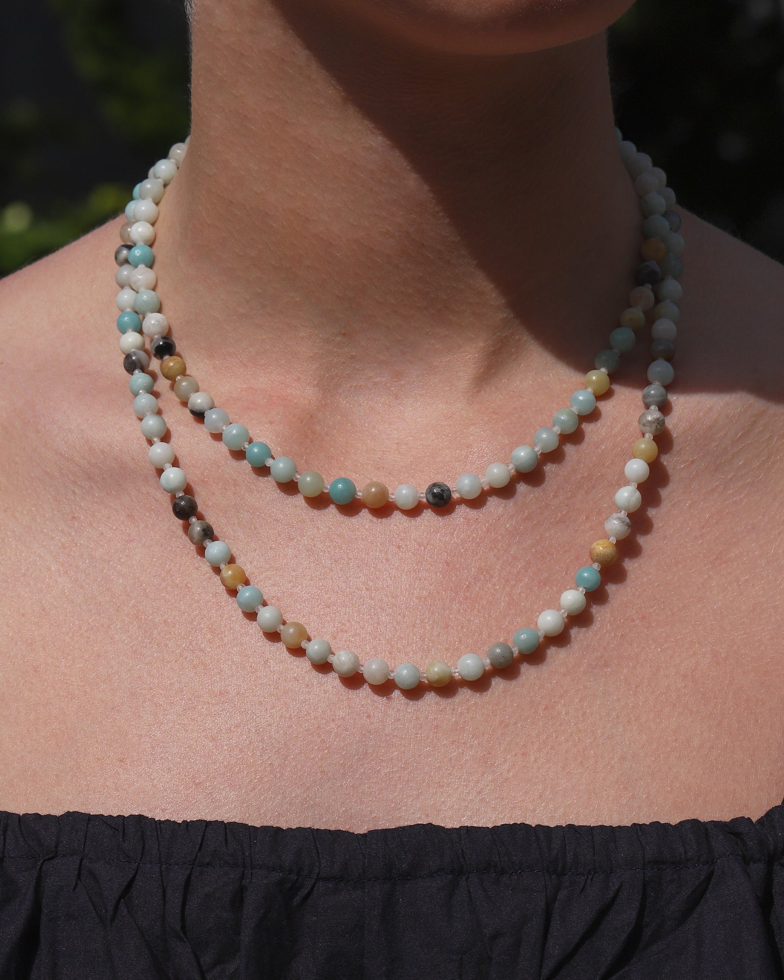 Lunita Luz-Multi Amazonite Extra Long Beaded Necklace | 6mm-Necklaces-Blue Ruby Jewellery-Vancouver Canada