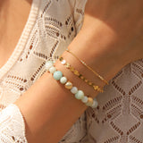 Amazonite Stone Stretch Bracelet | Small 14k Gold Filled, Amazonite