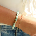 Amazonite Stone Stretch Bracelet | Medium 14k Gold Filled, Amazonite