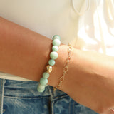 Amazonite Stone Stretch Bracelet | Medium 14k Gold Filled, Amazonite