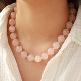 Rose Quartz Chunky Beaded Necklace | 14mm