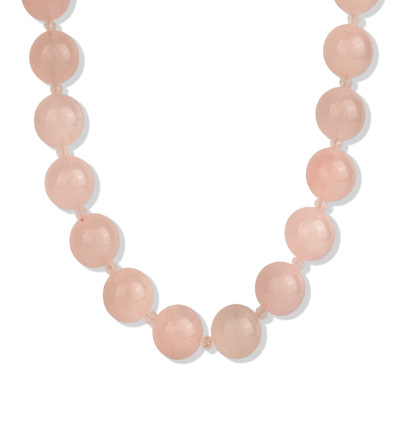 Lunita Luz-Rose Quartz Chunky Beaded Necklace | 14mm-Necklaces-14k Gold Plated, Rose Quartz-Blue Ruby Jewellery-Vancouver Canada