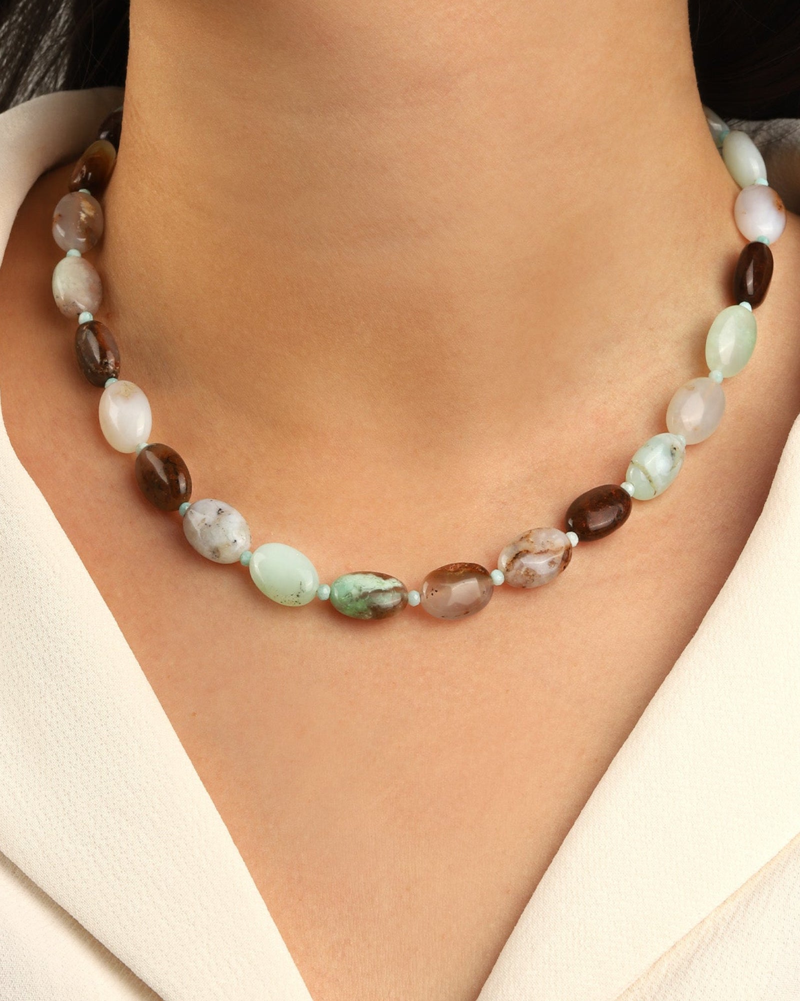 Lunita Luz-Australian Jade Oval Beaded Necklace-Necklaces-Blue Ruby Jewellery-Vancouver Canada