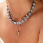 Lunita Luz-Angelite Chunky Beaded Necklace | 10mm-Necklaces-Blue Ruby Jewellery-Vancouver Canada