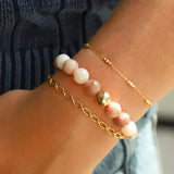 Peruvian Opal Stone Strech Bracelet 14k Gold Filled, Peruvian Opal