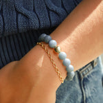 Angelite Stone Stretch Bracelet 14k Gold Filled, Angelite