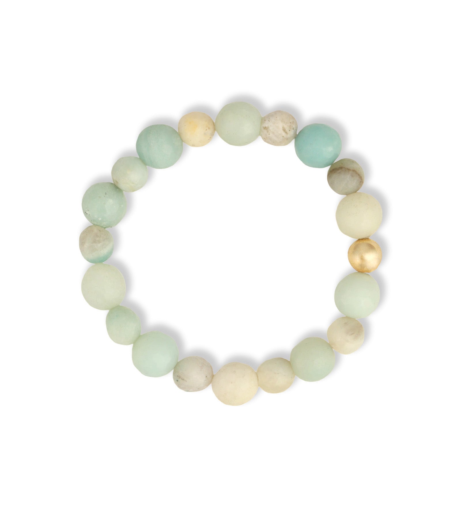 Amazonite Facted Stone Stretch Bracelet 14k Gold Filled, Amazonite