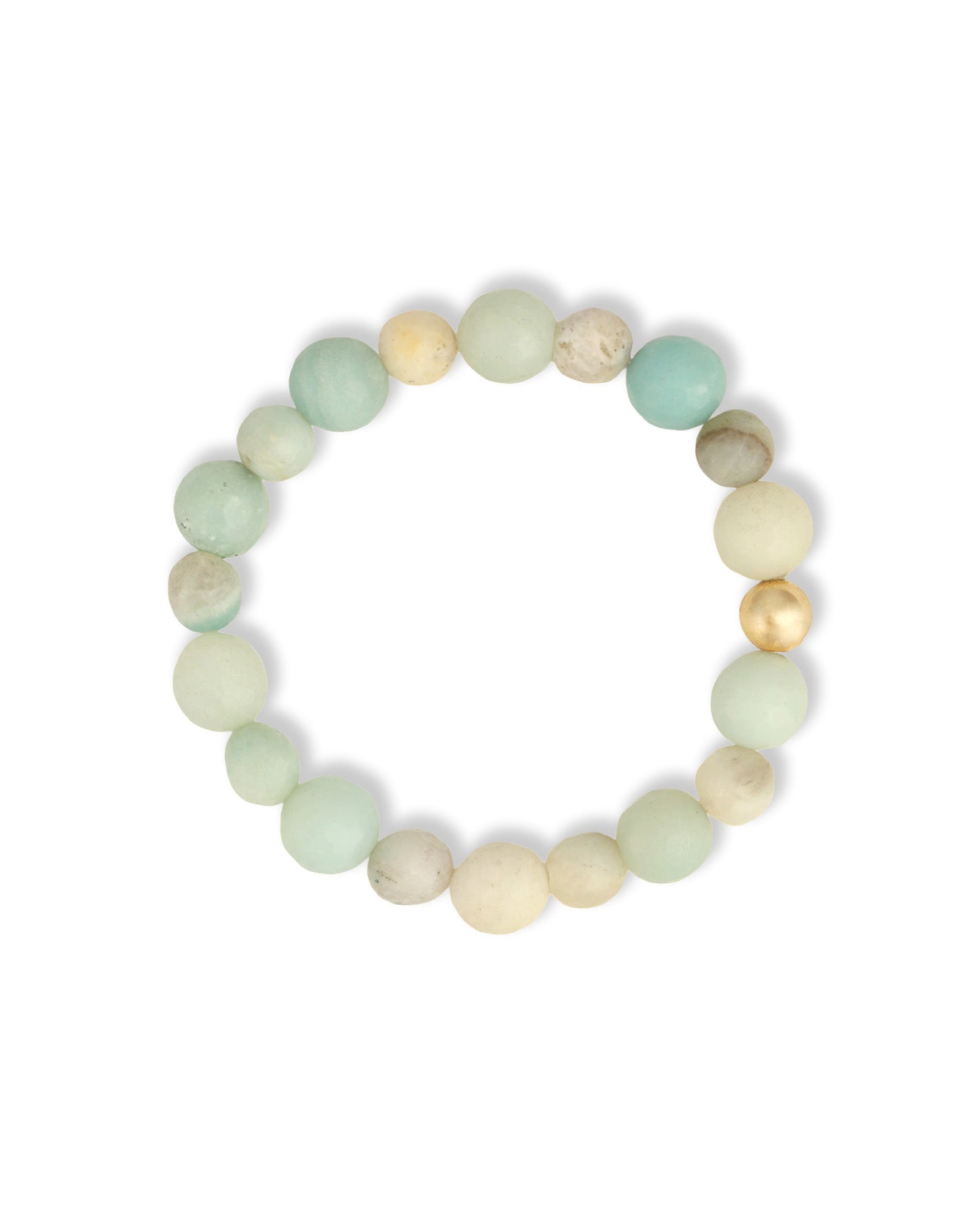 Amazonite Facted Stone Stretch Bracelet 14k Gold Filled, Amazonite