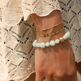 Aquamarine Stone Stretch Bracelet 14k Gold Filled, Aquamarine