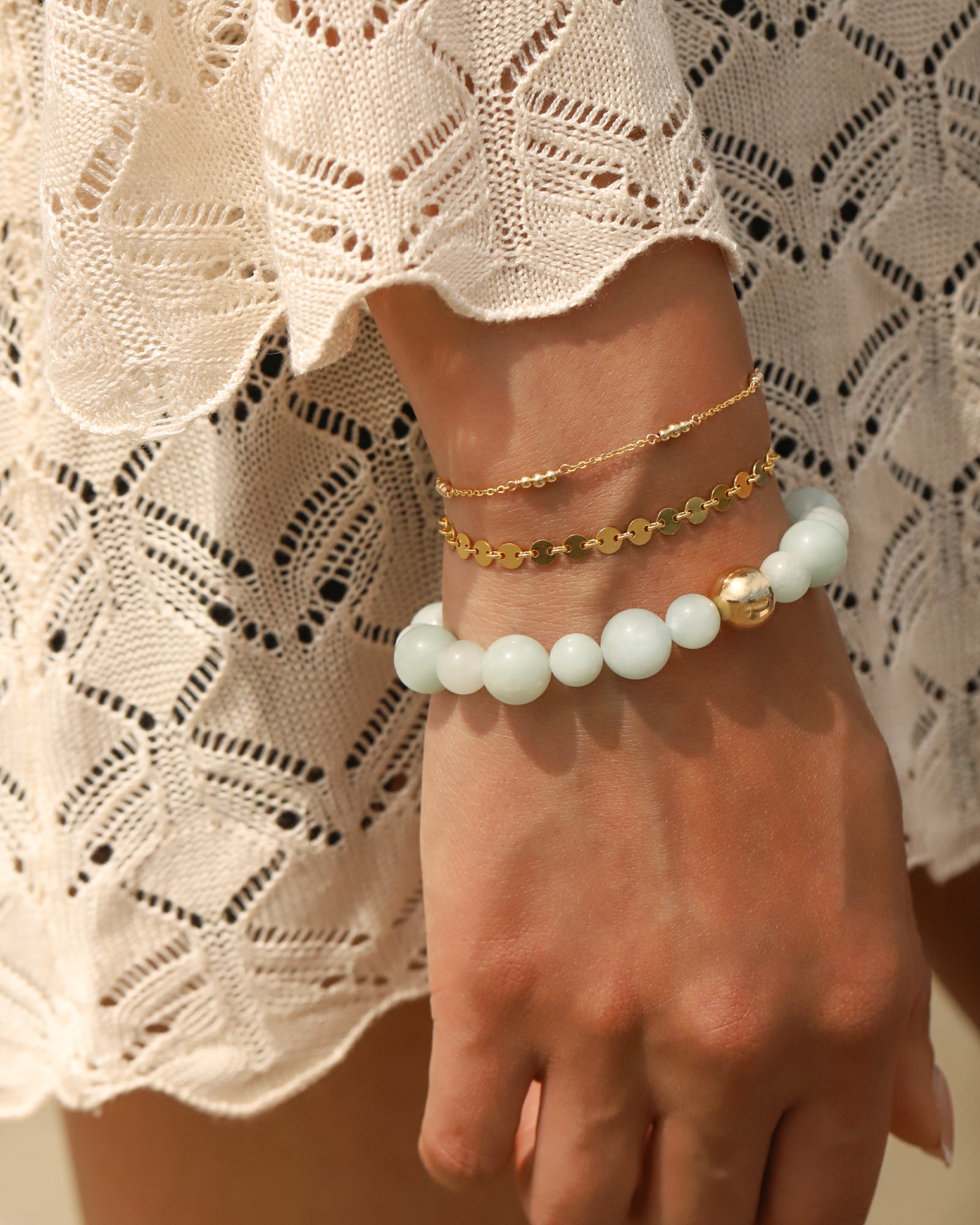 Aquamarine Stone Stretch Bracelet 14k Gold Filled, Aquamarine