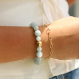 Aquamarine Stone Stretch Bracelet 14k Gold Filled, Aquamarine