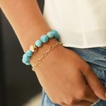 Larimar Stone Stretch Bracelet 14k Gold Filled, Larimar