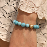Larimar Stone Stretch Bracelet 14k Gold Filled, Larimar