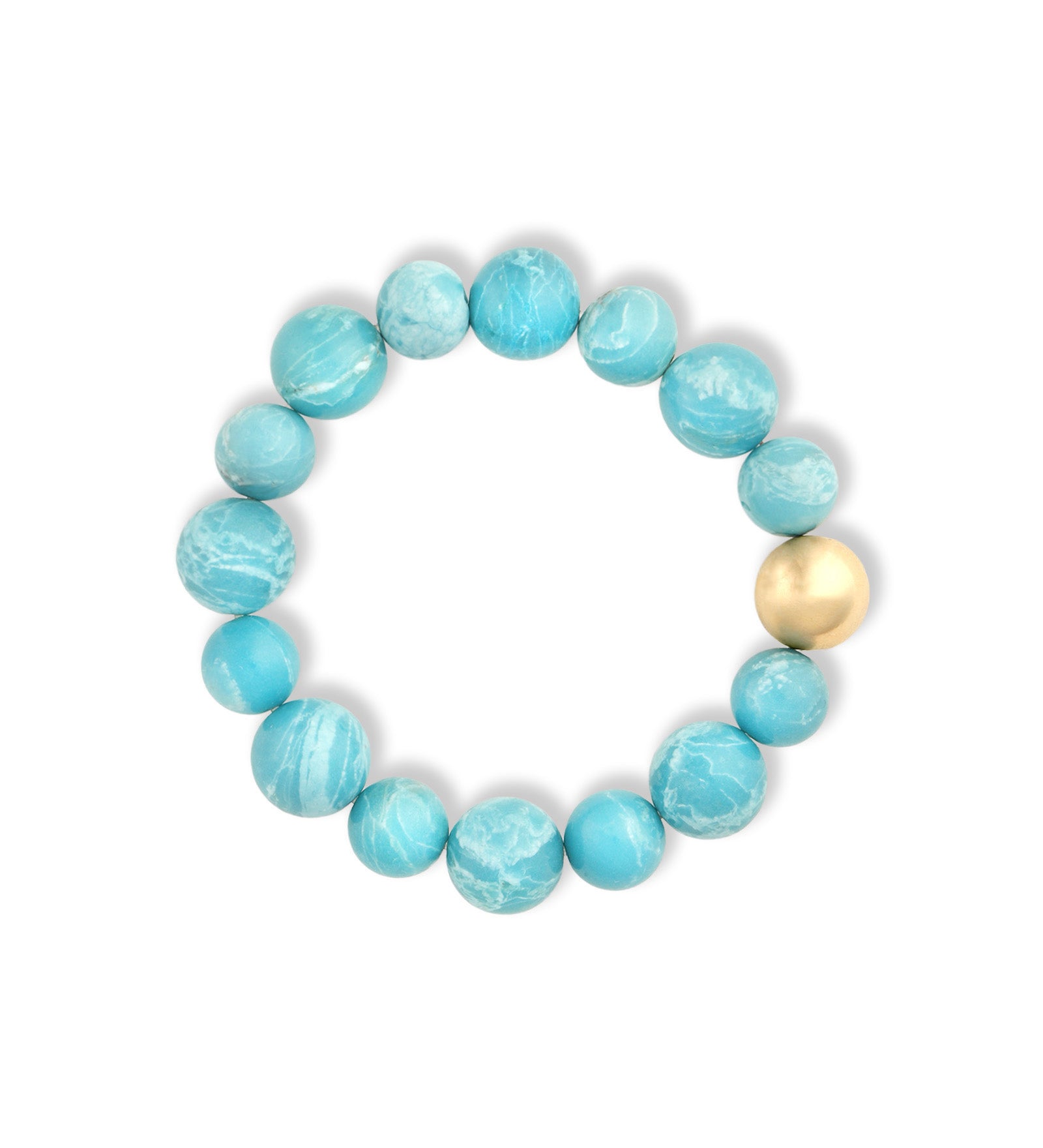 Larimar Stone Stretch Bracelet 14k Gold Filled, Larimar