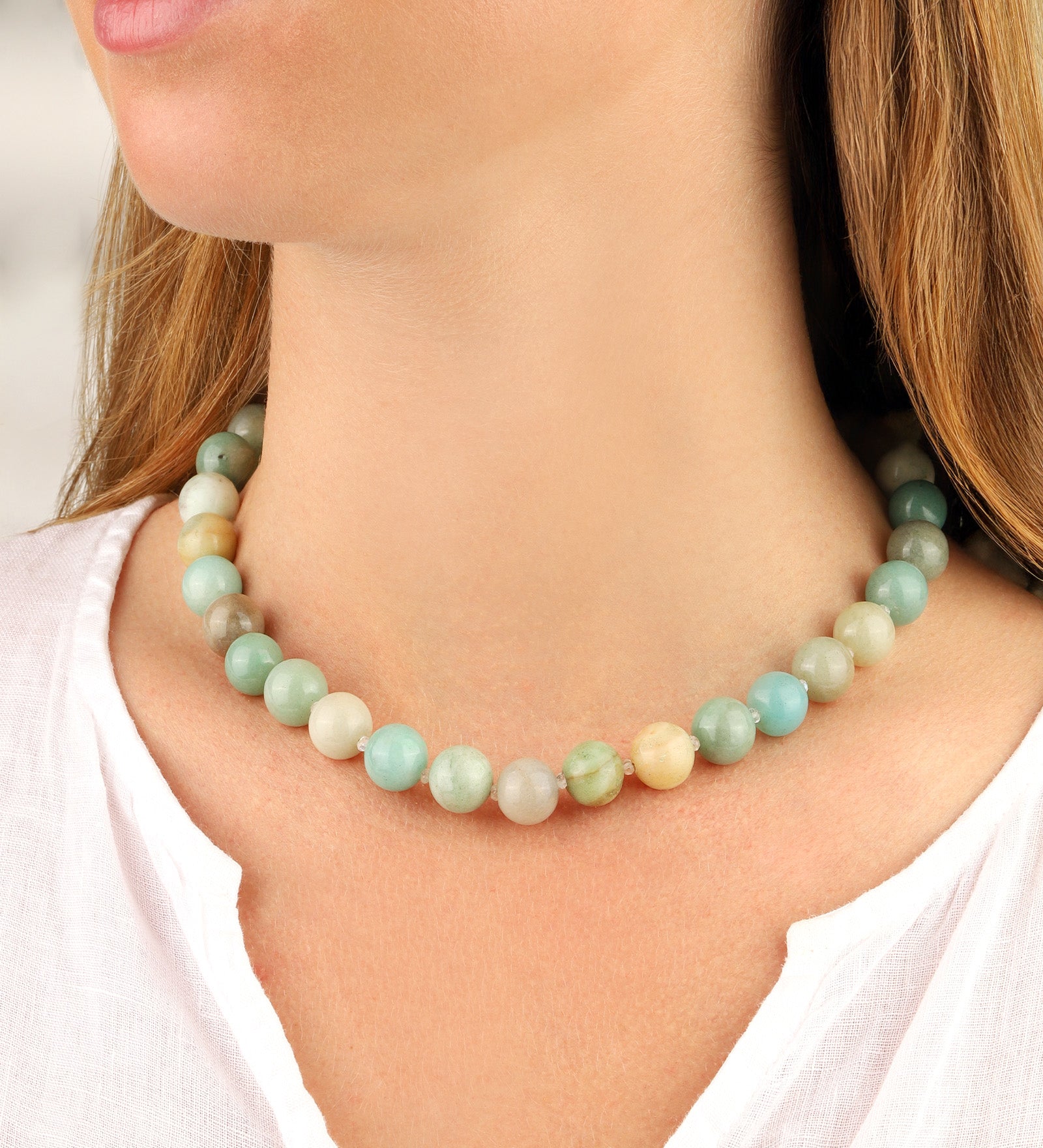 Lunita Luz-Multi Amazonite Chunky Beaded Necklace | 12mm-Necklaces-Blue Ruby Jewellery-Vancouver Canada