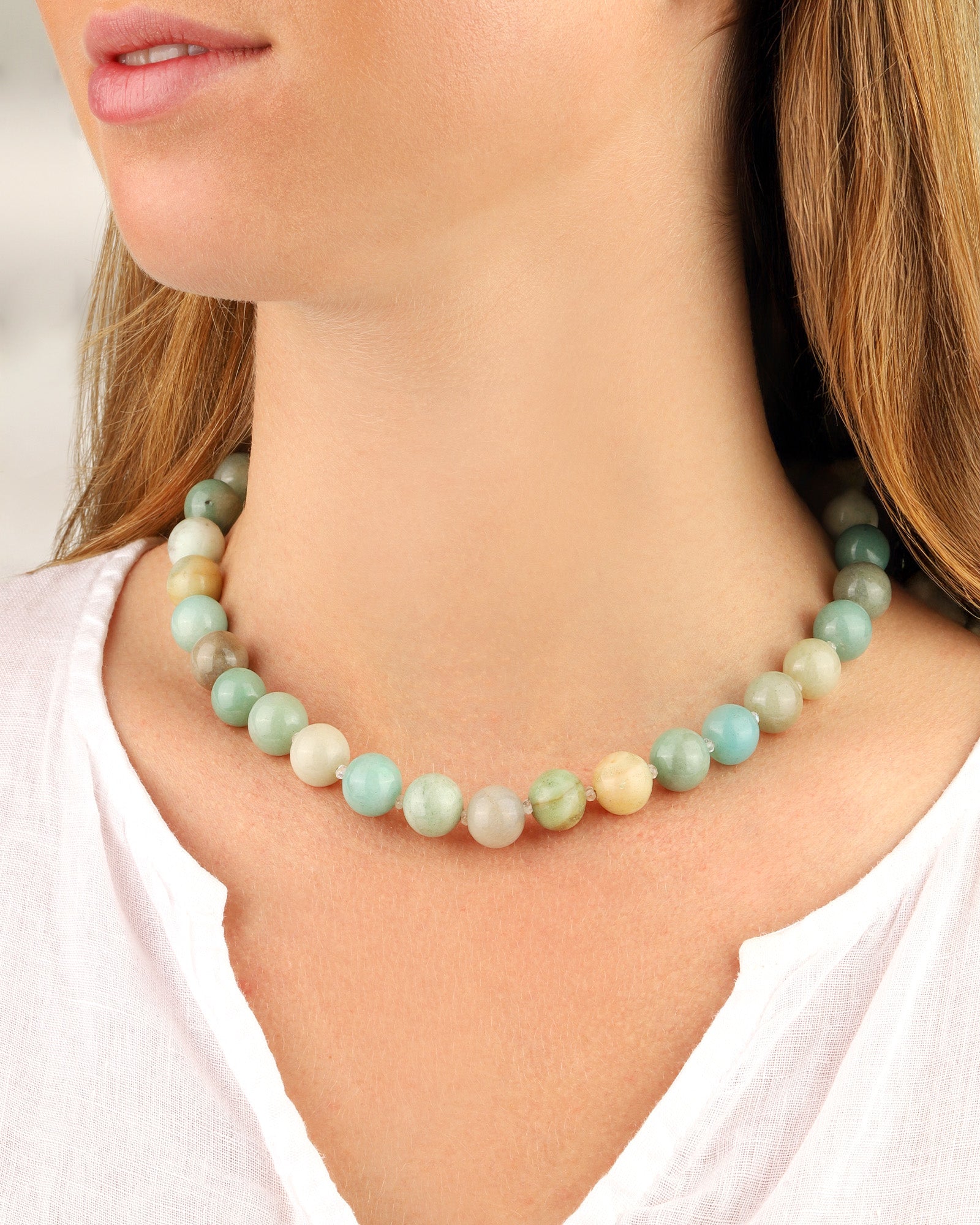 Lunita Luz-Multi Amazonite Chunky Beaded Necklace | 12mm-Necklaces-Blue Ruby Jewellery-Vancouver Canada
