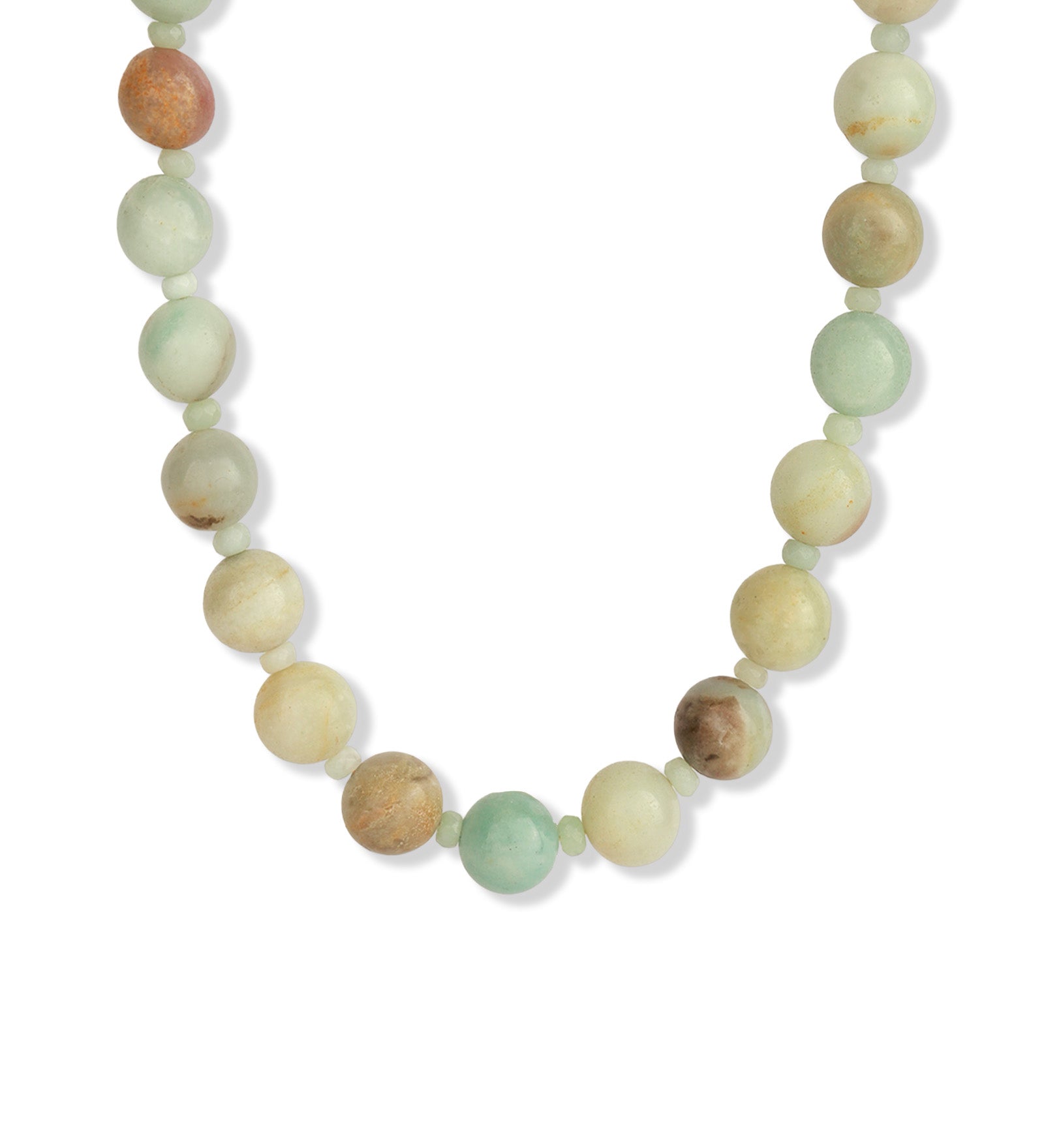Lunita Luz-Multi Amazonite Beaded Necklace | 10mm-Necklaces-14k Gold Plated, Multi Amazonite-Blue Ruby Jewellery-Vancouver Canada