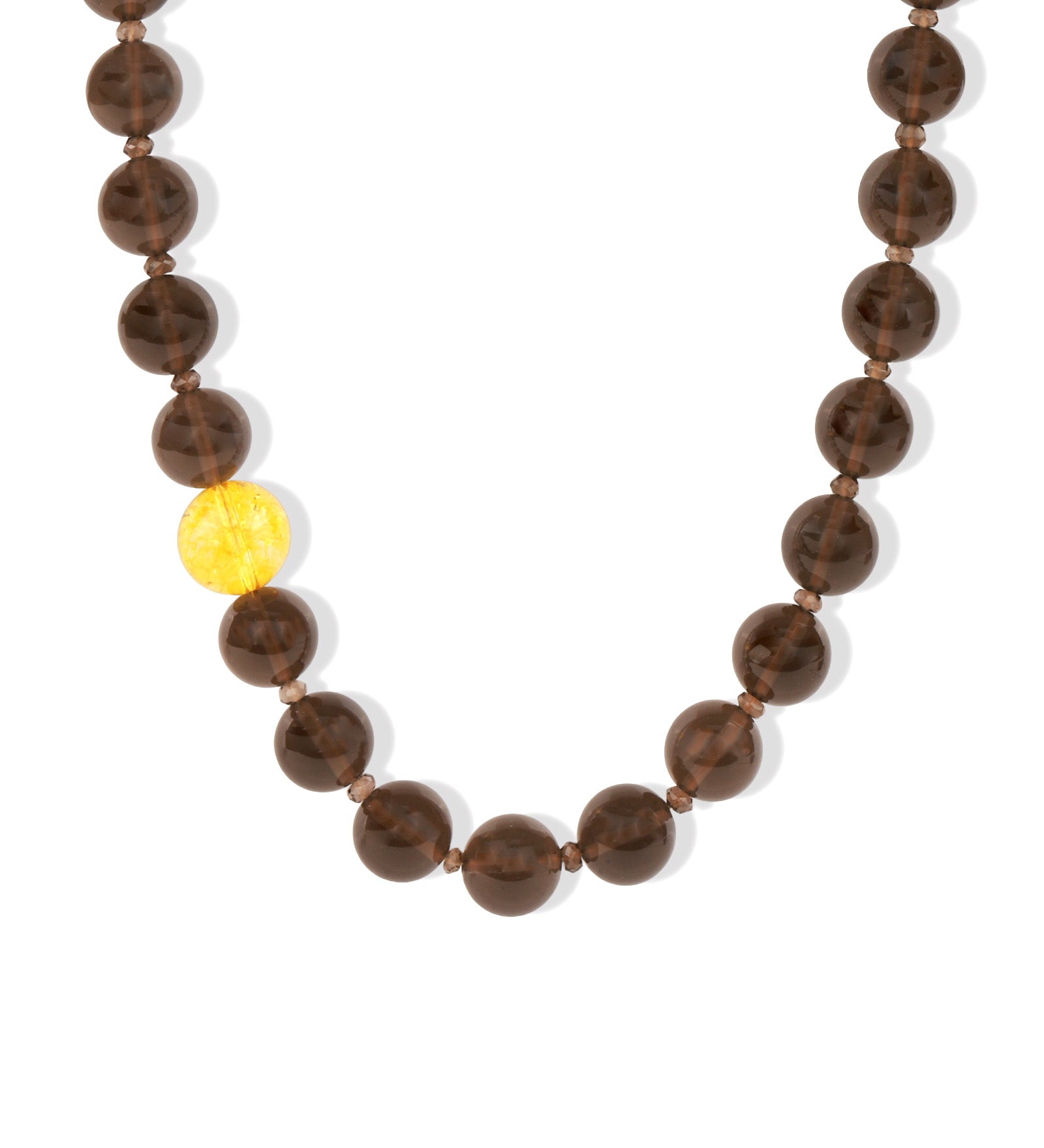 Ice Obsidian & Citrine Beaded Necklace 14k Gold Plated, Ice Obsidian, Citrine