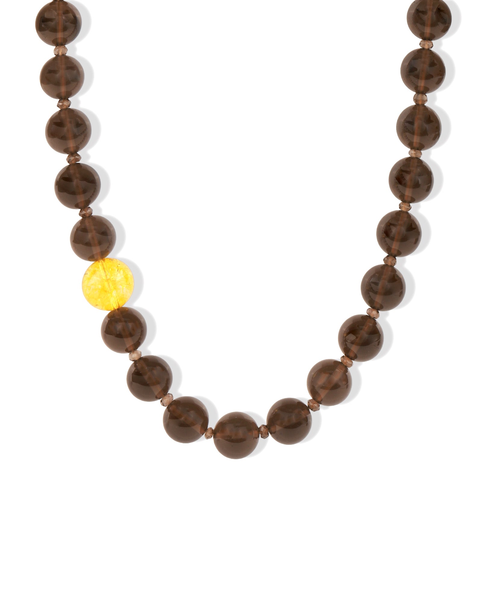 Ice Obsidian & Citrine Beaded Necklace 14k Gold Plated, Ice Obsidian, Citrine