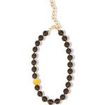 Ice Obsidian & Citrine Beaded Necklace 14k Gold Plated, Ice Obsidian, Citrine