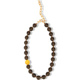 Ice Obsidian & Citrine Beaded Necklace 14k Gold Plated, Ice Obsidian, Citrine