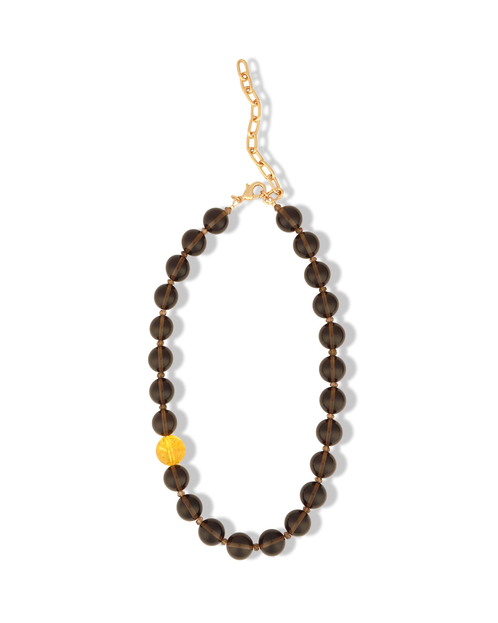 Ice Obsidian & Citrine Beaded Necklace 14k Gold Plated, Ice Obsidian, Citrine
