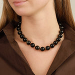 Golden Obsidian Chunky Beaded Necklace | 14mm 14k Gold Plated, Golden Obsidian, Tigers Eye