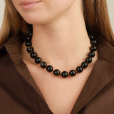 Golden Obsidian Chunky Beaded Necklace | 14mm 14k Gold Plated, Golden Obsidian, Tigers Eye