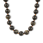 Golden Obsidian Chunky Beaded Necklace | 14mm 14k Gold Plated, Golden Obsidian, Tigers Eye