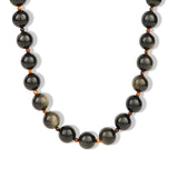 Golden Obsidian Chunky Beaded Necklace | 12mm 14k Gold Plated, Golden Obsidian, Tigers Eye