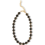 Golden Obsidian Chunky Beaded Necklace | 12mm 14k Gold Plated, Golden Obsidian, Tigers Eye