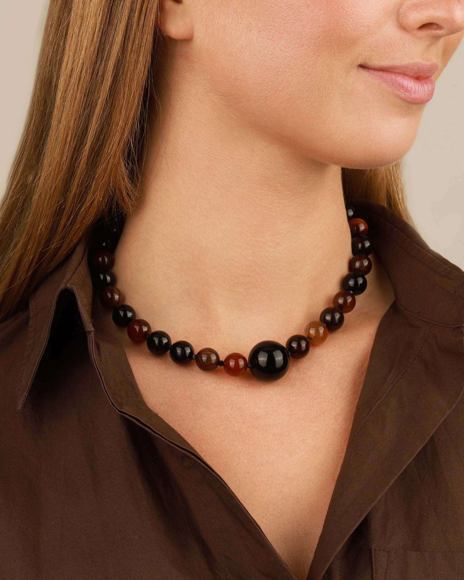 Lunita Luz-Dream Agate & Onyx Beaded Necklace-Necklaces-Blue Ruby Jewellery-Vancouver Canada