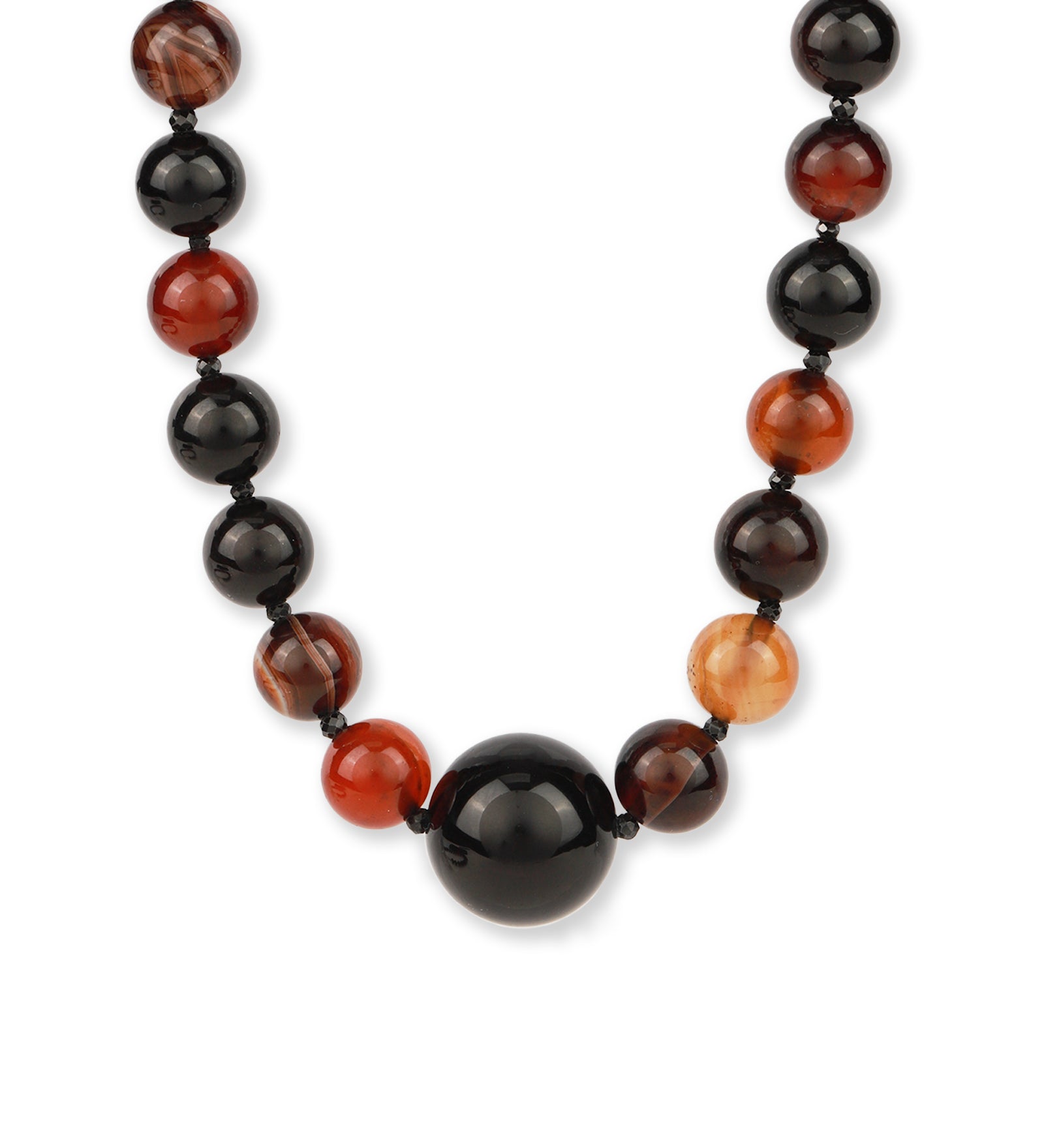 Lunita Luz-Dream Agate & Onyx Beaded Necklace-Necklaces-14k Gold Plated, Dream Agate, Black Onyx-Blue Ruby Jewellery-Vancouver Canada