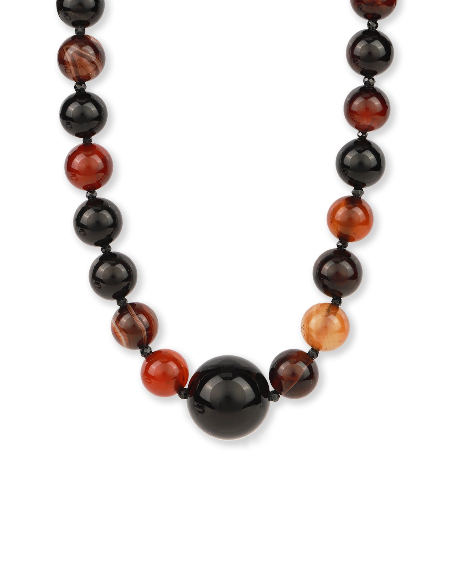 Lunita Luz-Dream Agate & Onyx Beaded Necklace-Necklaces-14k Gold Plated, Dream Agate, Black Onyx-Blue Ruby Jewellery-Vancouver Canada