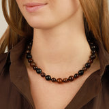 Dream Agate Mixed Size Beaded Necklace 14k Gold Plated, Dream Agate, Black Spinel