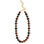 Dream Agate Mixed Size Beaded Necklace 14k Gold Plated, Dream Agate, Black Spinel