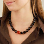 Lunita Luz-Ice Obsidian & Carnelian Beaded Necklace-Necklaces-Blue Ruby Jewellery-Vancouver Canada