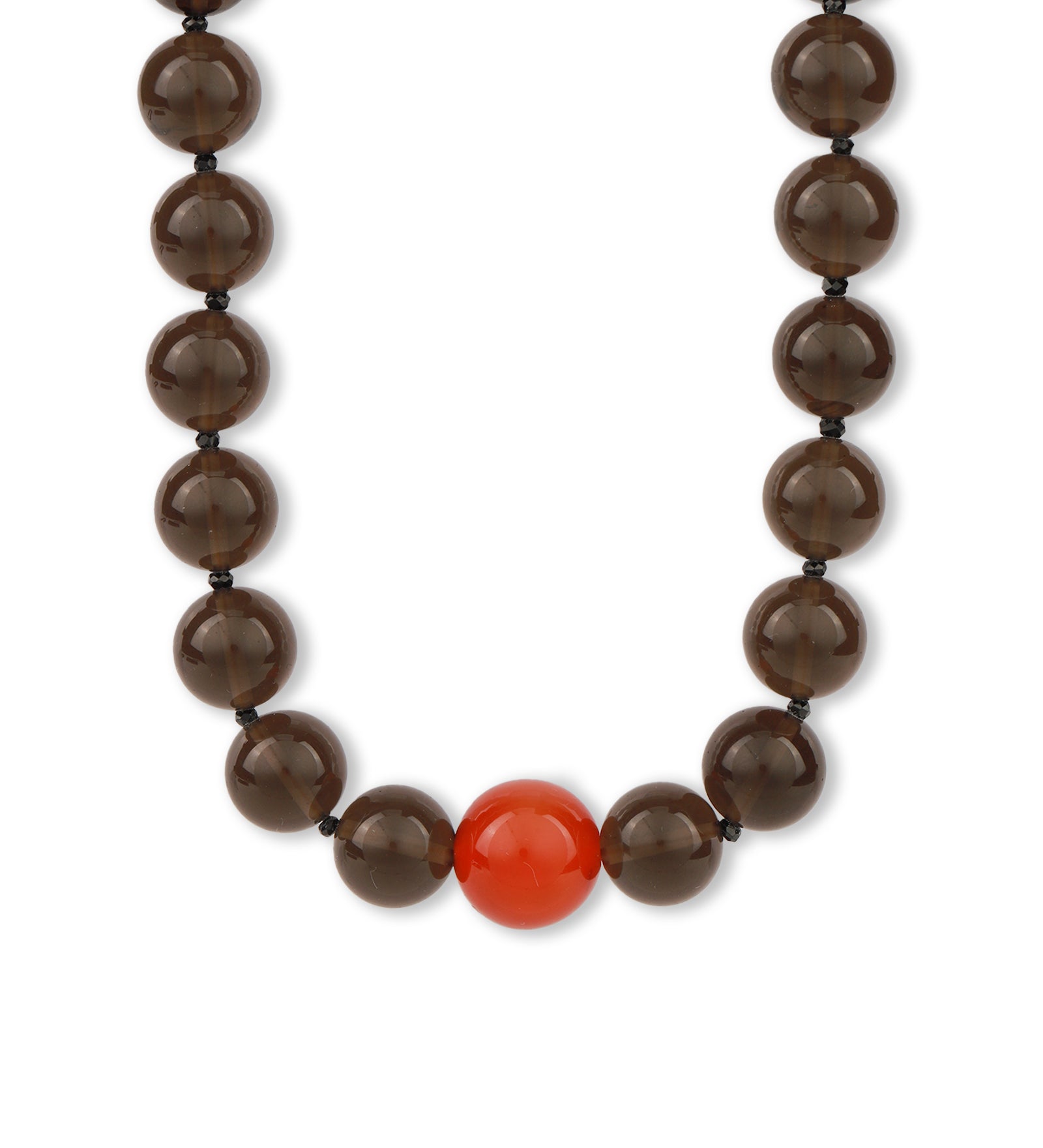 Lunita Luz-Ice Obsidian & Carnelian Beaded Necklace-Necklaces-14k Gold Plated, Ice Obsidian, Carnelian-Blue Ruby Jewellery-Vancouver Canada