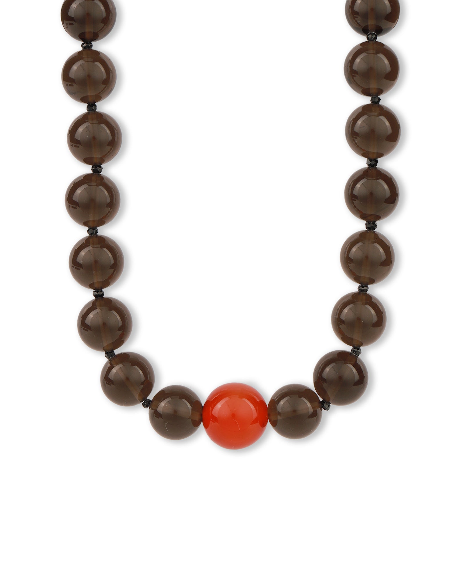 Lunita Luz-Ice Obsidian & Carnelian Beaded Necklace-Necklaces-14k Gold Plated, Ice Obsidian, Carnelian-Blue Ruby Jewellery-Vancouver Canada