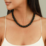 Green Goldstone Chunky Beaded Necklace | 12mm 14k Gold Plated, Green Goldstone, Green Sapphire