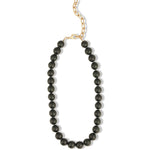 Green Goldstone Chunky Beaded Necklace | 12mm 14k Gold Plated, Green Goldstone, Green Sapphire