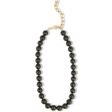 Green Goldstone Chunky Beaded Necklace | 12mm 14k Gold Plated, Green Goldstone, Green Sapphire
