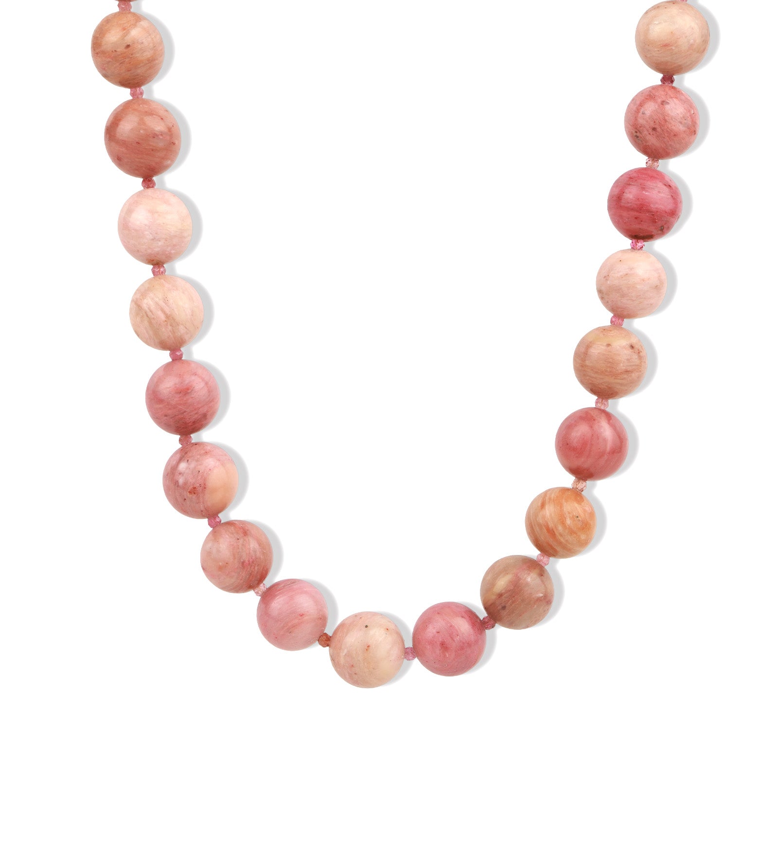 Rhodonite Chunky Beaded Necklace | 12mm 14k Gold Plated, Rhodonite, Pink Tourmaline