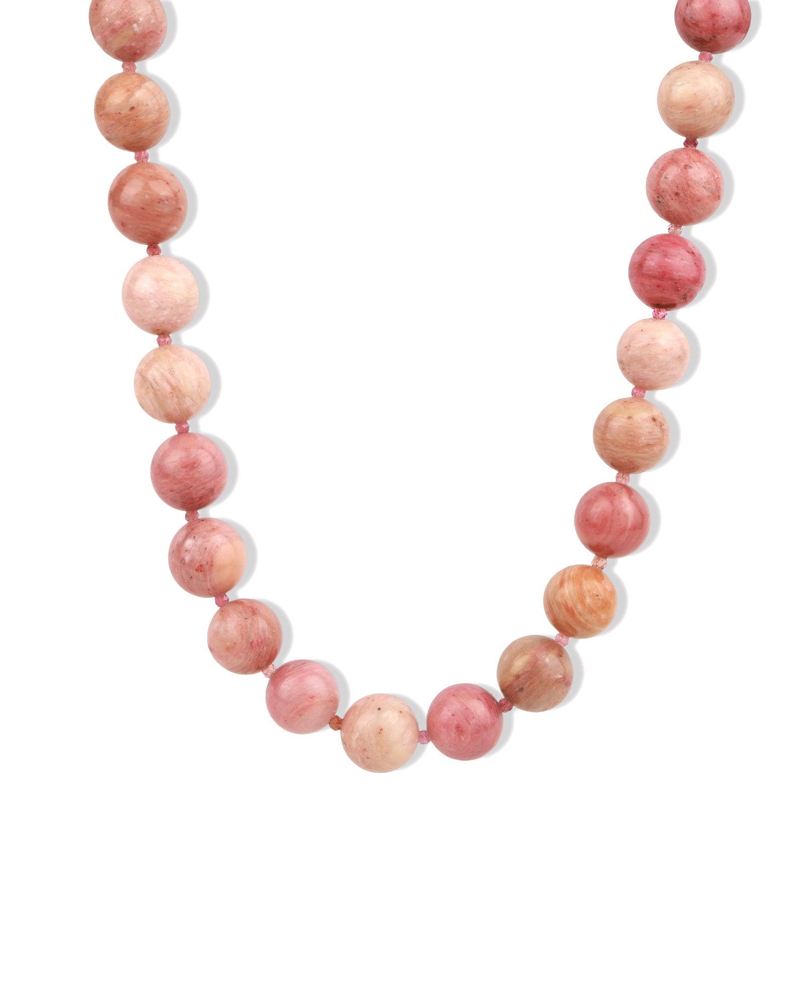 Rhodonite Chunky Beaded Necklace | 12mm 14k Gold Plated, Rhodonite, Pink Tourmaline