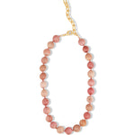 Rhodonite Chunky Beaded Necklace | 12mm 14k Gold Plated, Rhodonite, Pink Tourmaline