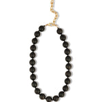 Rainbow Obsidian Chunky Beaded Necklace | 14mm 14k Gold Plated, Rainbow Obsidian, Black Spinel