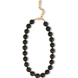 Rainbow Obsidian Chunky Beaded Necklace | 14mm 14k Gold Plated, Rainbow Obsidian, Black Spinel