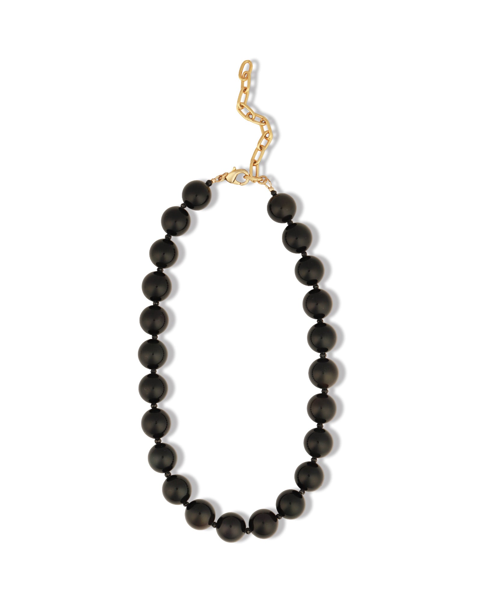 Rainbow Obsidian Chunky Beaded Necklace | 14mm 14k Gold Plated, Rainbow Obsidian, Black Spinel